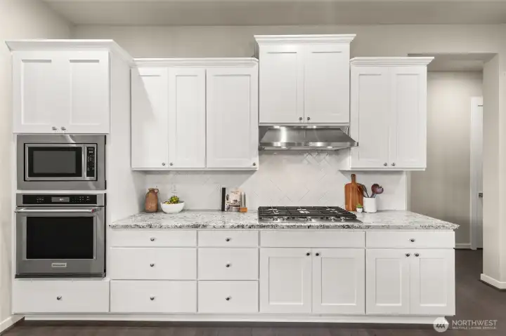 Stainless steel, quartz, and storage for days.