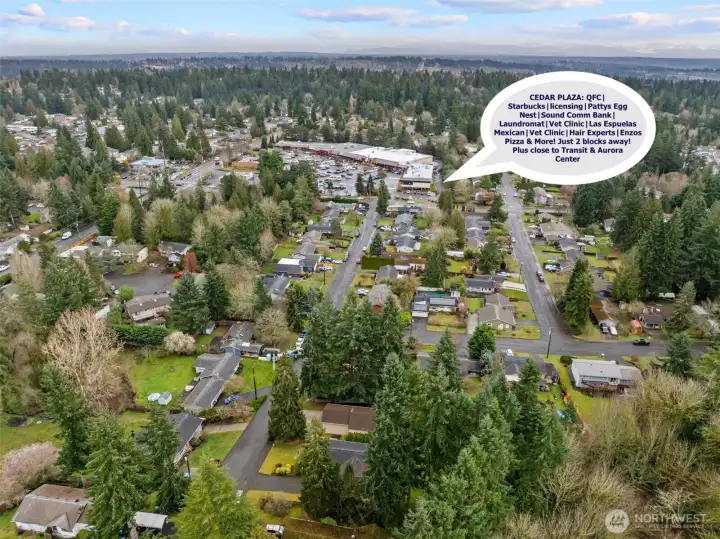 just a few blocks to walk to Cedar Plaza where you will find shopping, restaurants and more.  So convenient!