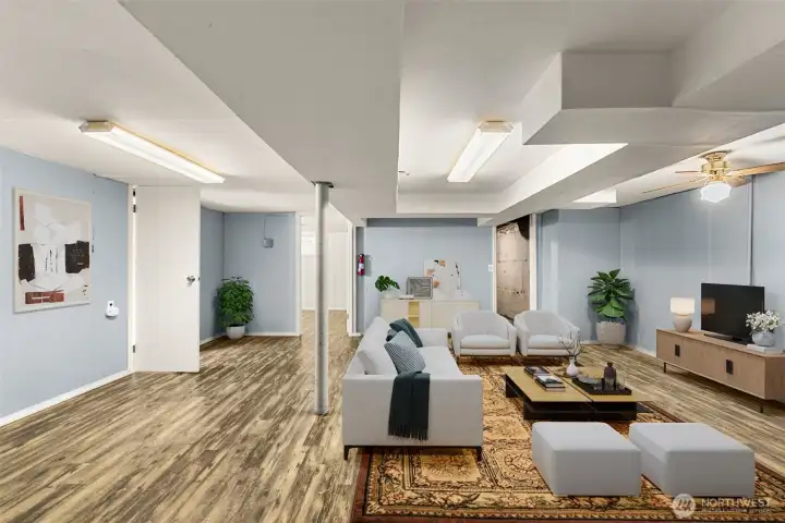 Virtual staging in the family room.