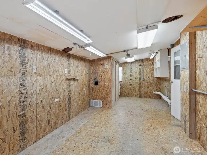 At the back of the house is a storage room that was used as a woodshop.