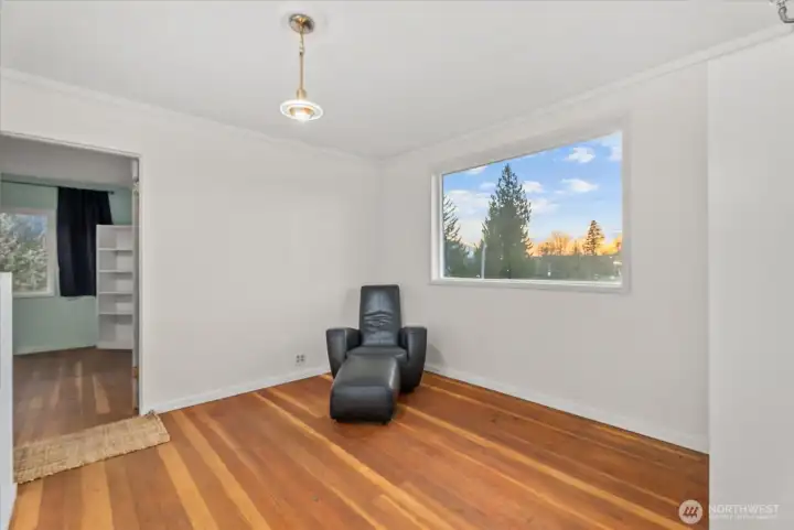 Generous bonus space in the upstairs landing is filled with light and glorious views.