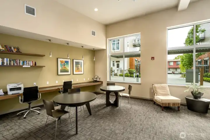 Concierge desk and mail room.
