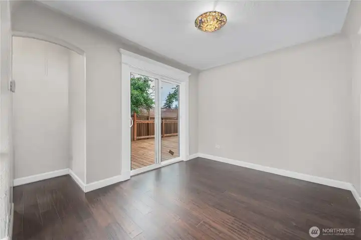 Dining Room with Large Slider to Deck