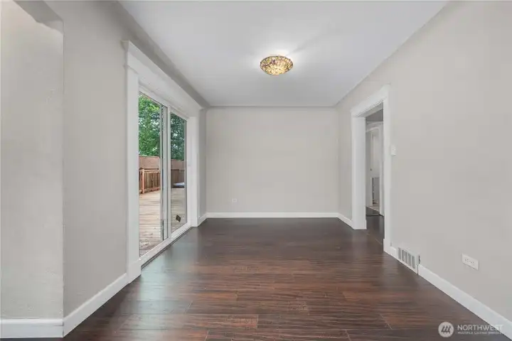 Dining Room with Large Slider to Deck