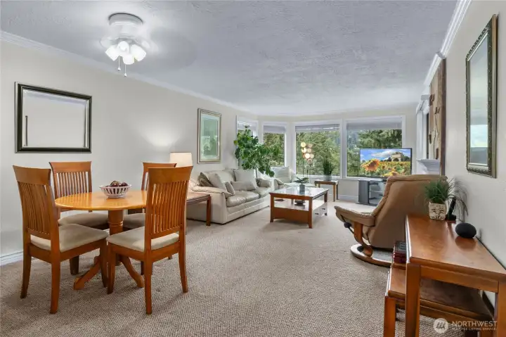 Spacious living area offers flexibility for relaxing, entertaining, or gathering with guests. Spacious living area offers flexibility for relaxing, entertaining, or gathering with guests.