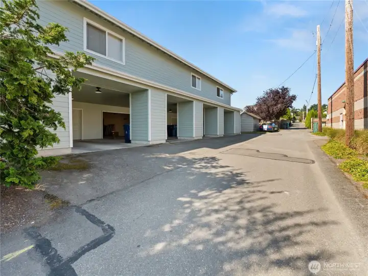 Garage and carport offer covered space for 2 vehicles. Plus there is a small, locked storage area to keep bikes, etc.