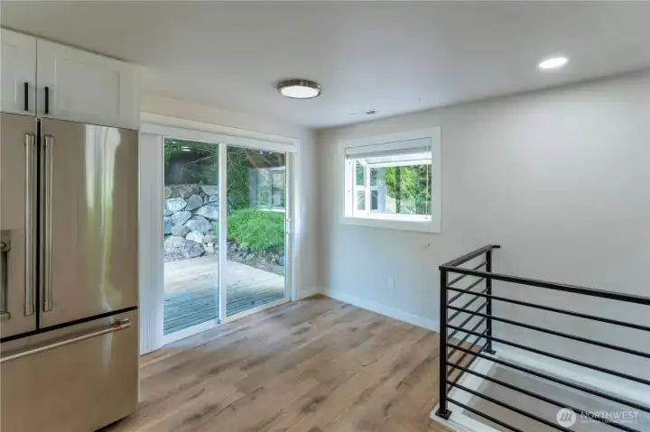 Sliding glass doors leading to back patio