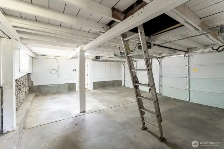Large attached 2 car garage
