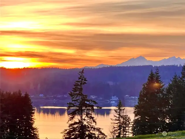 Stunning Liberty Bay & Olympic Mountain Views from Lot 34 at Sunset