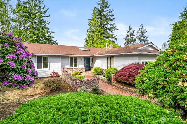 Mature landscaping.