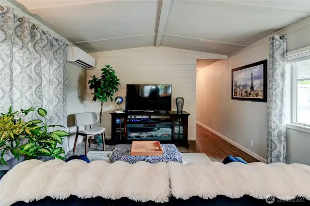 View from dining area into living room.
