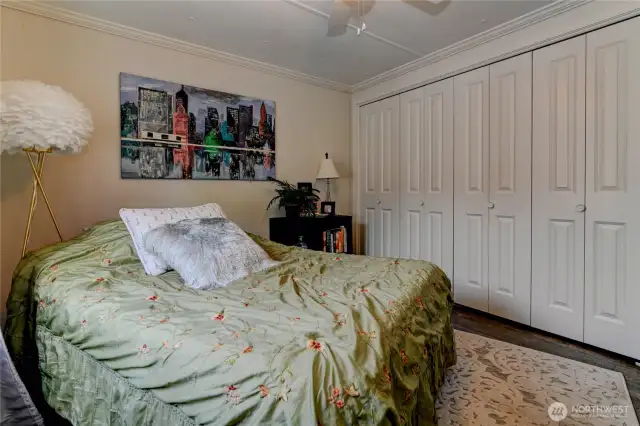 Primary bedroom with lots of closet space.