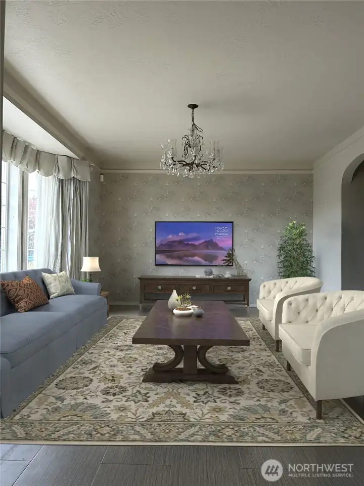 Virtually staged bonus room or formal dining area