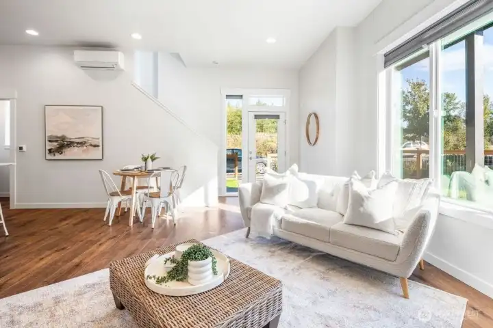 Living room has ductless heat/AC