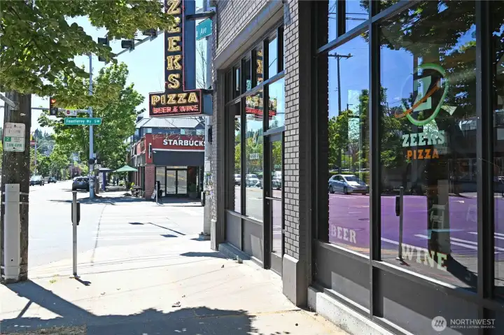 Zeek’s Pizza, and the obligatory Starbucks across the street.