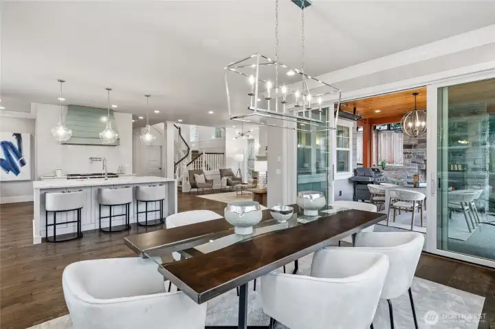 Dining space extends the outdoor living space.