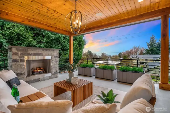 Lovely upper level terrace off the primary.