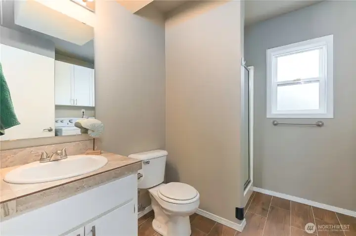 3/4 bath in laundry room.