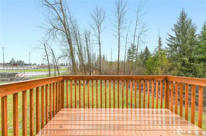 Deck off the dining room / kitchen.