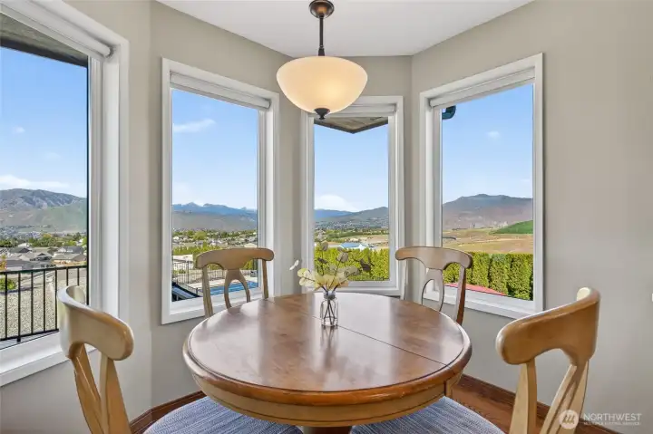 Eat-in kitchen with wraparound views.