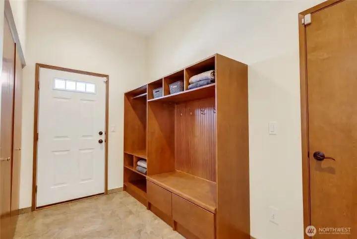 Mud room off the garage and backyard.