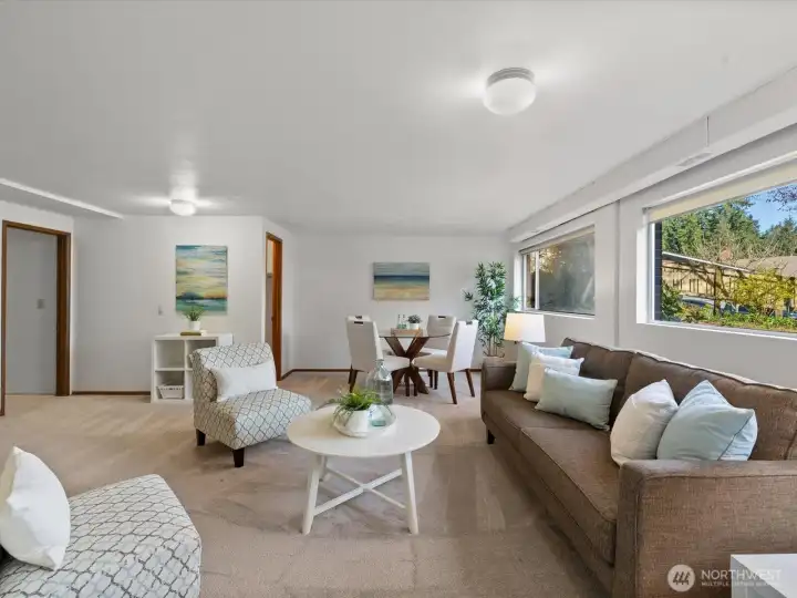 The lower level rec room. This wonderful space, along with the bedroom and bath could be great guest quarters.