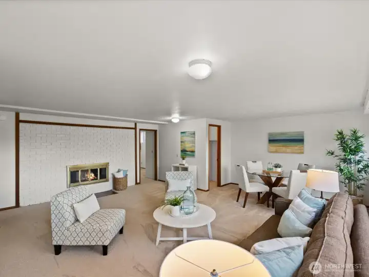 A third wood burning fireplace for warm evenings in the rec room.