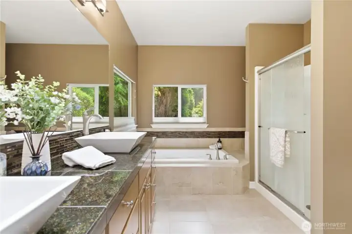 Primary bath with shower and separate tub