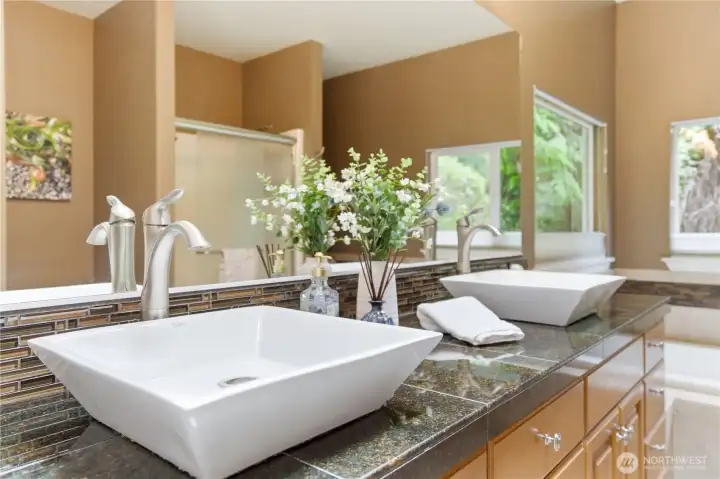 primary bath with double sinks