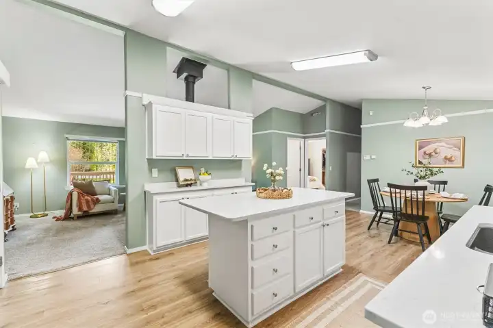 There is so much food preparation area in this kitchen.