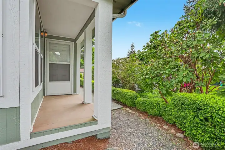 Formal covered entryway on the northwest corner of the home.