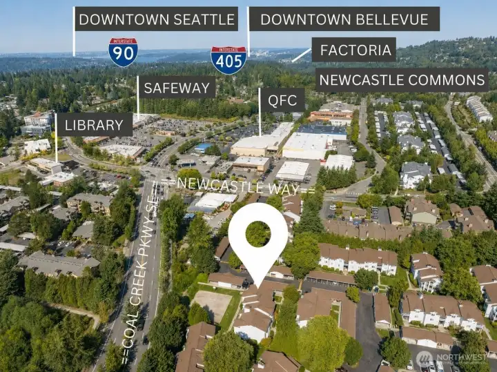 Enjoy the convenience of being across the street from QFC, Safeway, the library, and Metro bus lines.