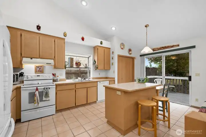 Kitchen with eating space. Kitchen with eating space.