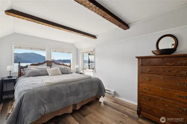 Primary bedroom off of living room.  With that view!