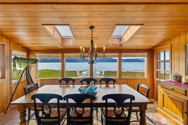 Dining room overlooks beach and that view!