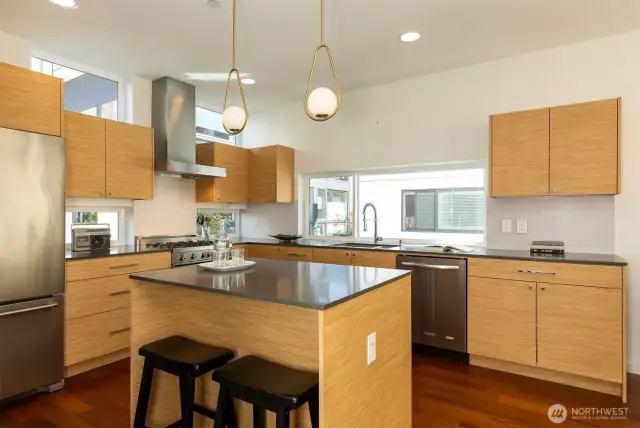 Well-appointed kitchen and thoughtful window placement