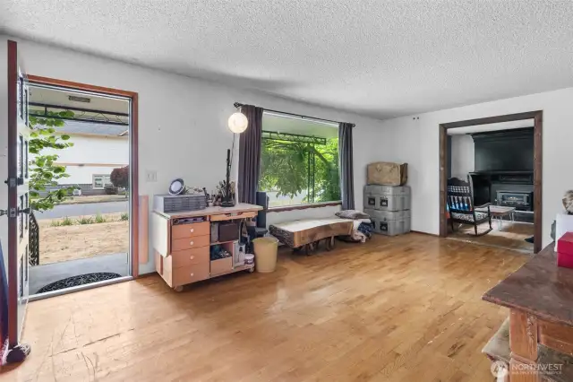Real hardwood flooring welcomes you inside to the Living room.