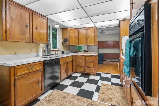 Relish in the older style cabinetry and flooring, or take it all out and start again with a modern look!