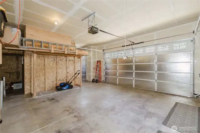 Garage with an enclosed music room