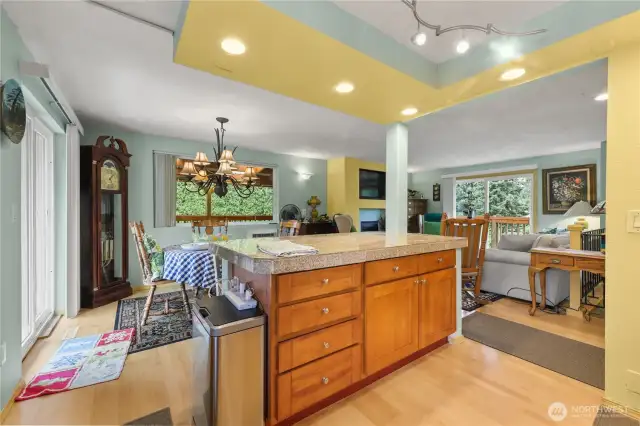 Island for serving and eating bar