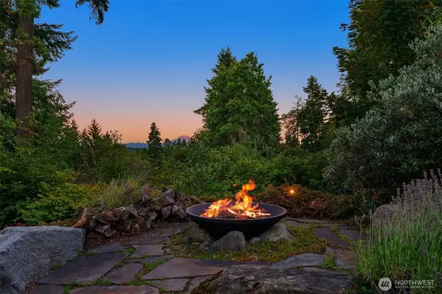 Firepit with Mount Rainier views