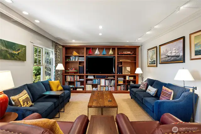 Office featuring built-ins.