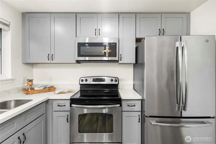 Modern cabinetry with stainless steel.