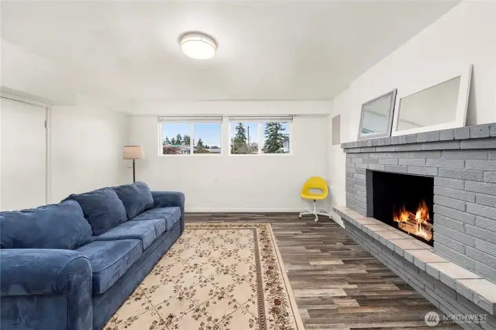 Wood burning fireplace for chilly nights.