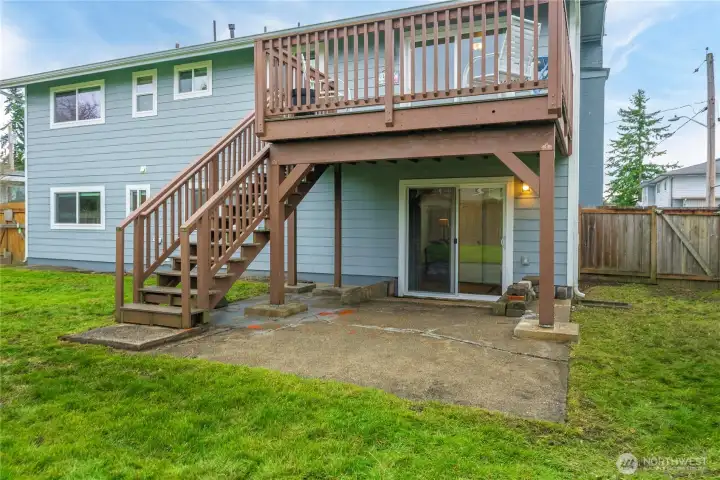 Deck & Patio with slider.