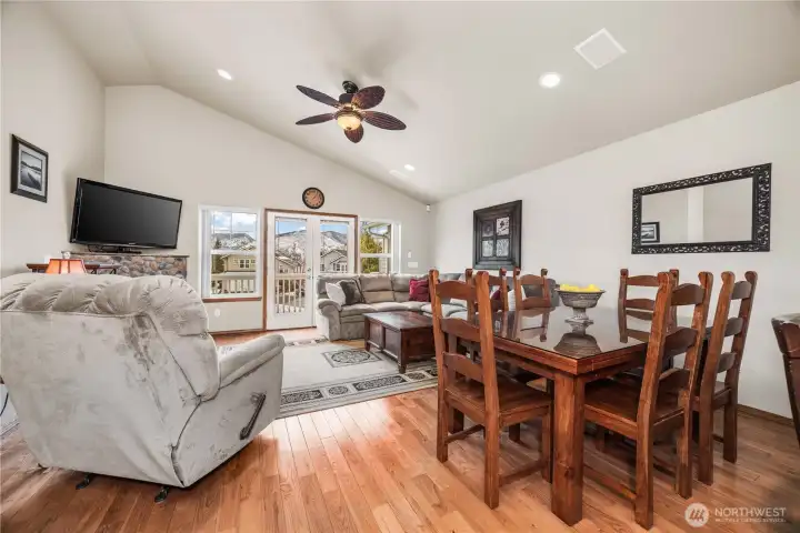 Living, dining and kitchen on one room