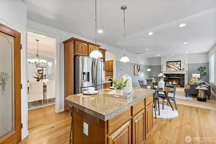 Central hub of the home—functional and connected to living areas