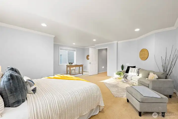 Oversized bedroom offering exceptional flexibility—ideal as a bonus room, media space, home gym, or additional living area