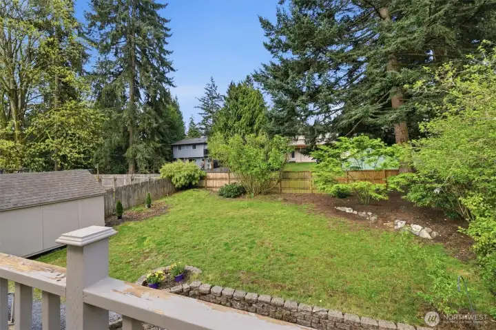 View from primary deck into the back yard.