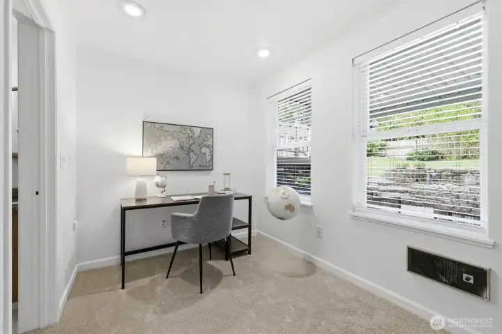 Extra space off of rec room, perfect for an office set up.